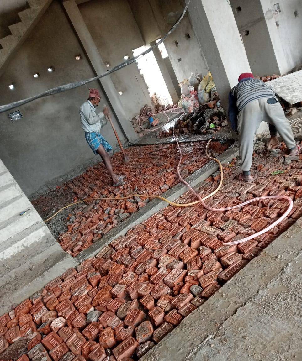 Brick soling on a floor