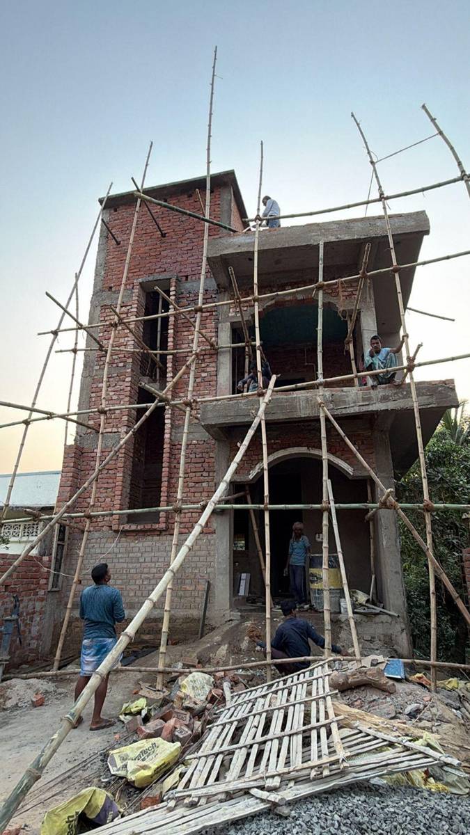 Brick house with arched entrance